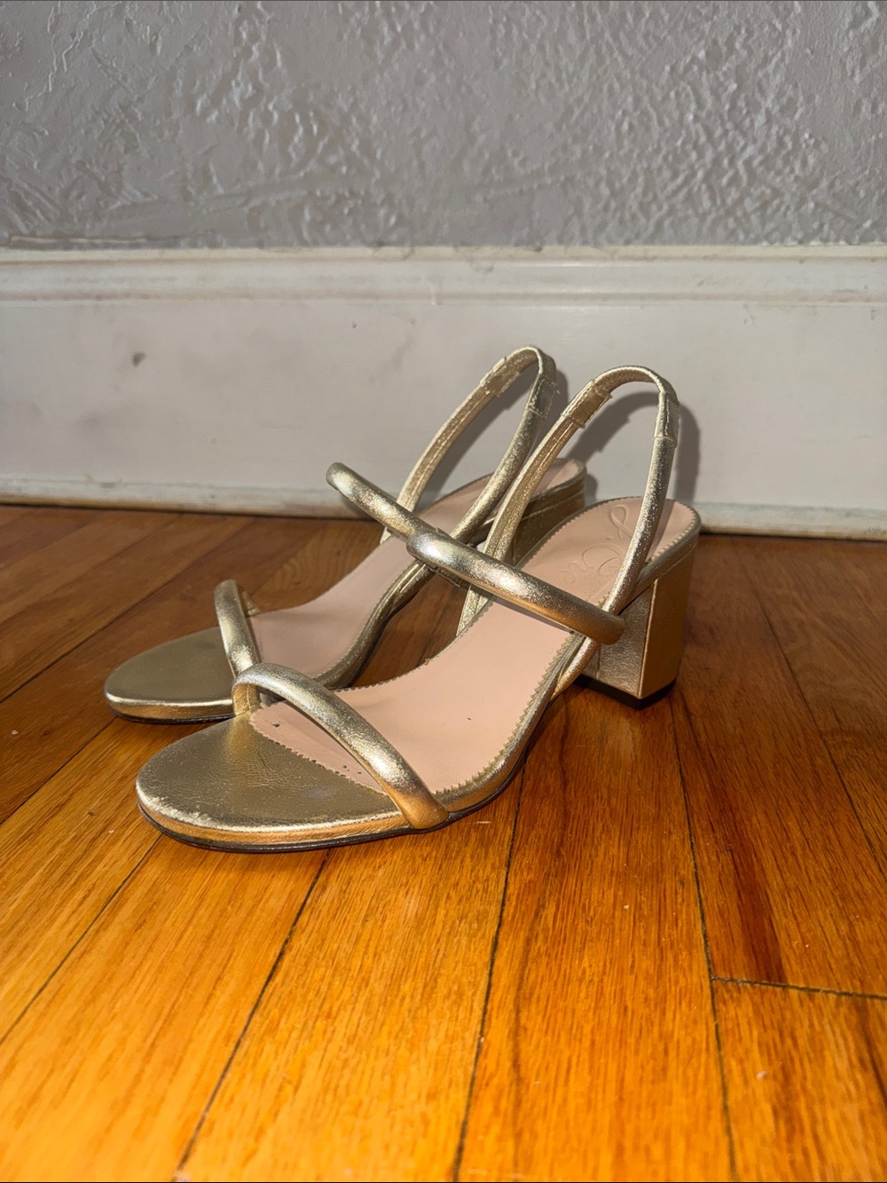 J. Crew Metallic Gold Slingback Block Heels 8.5